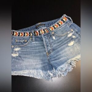 Abercrombie & Fitch Blue Cut off Boyfriend Frayed hem Jean Shorts Size 25 EUC
